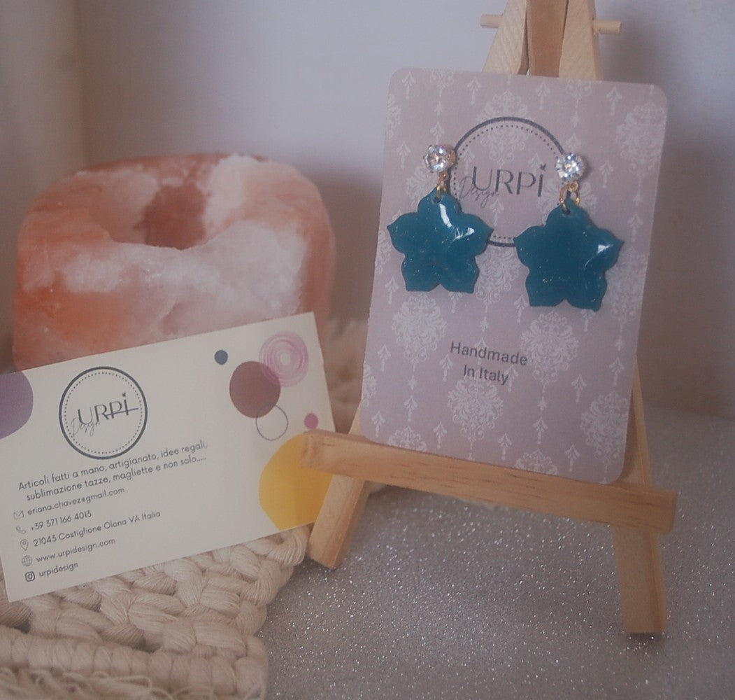 Orecchini ANEMONE verde turquese